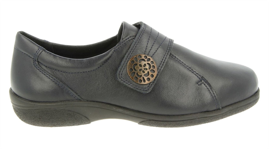 Womens Wide Fit DB Pacific Shoes in Black Leather - Image 7
