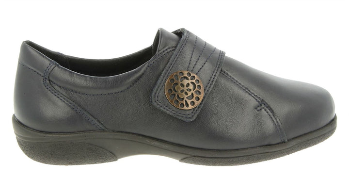 Womens Wide Fit DB Pacific Shoes in Black Leather - Image 1