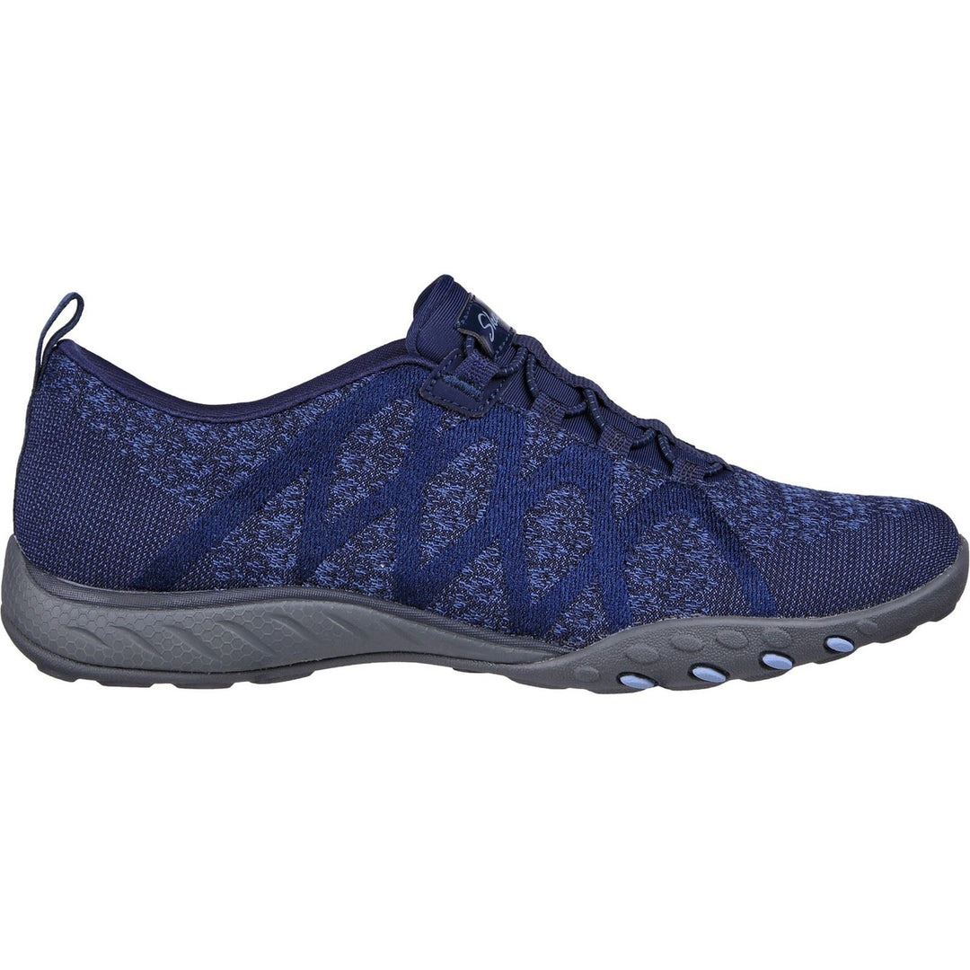 Women's Wide Fit Skechers 100301 Relaxed Fit Breathe Easy Infi Knity Trainers - Navy in Navy - Image 2