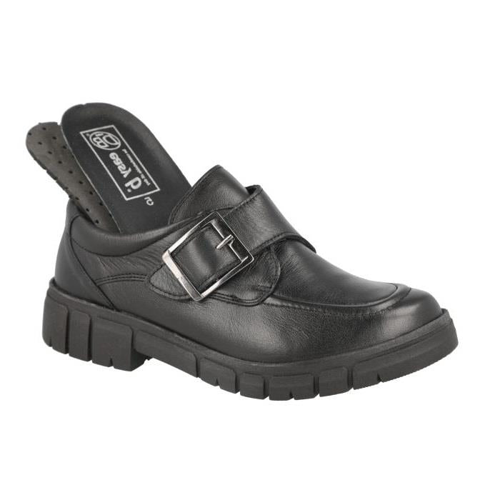 Women's Wide Fit DB Kirby Shoes in Black Leather - Image 6