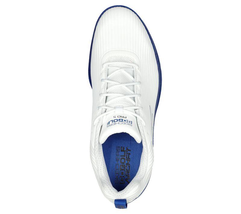Men's Wide Fit Skechers 214044 Go Golf Pro 5 Hyper Golf Trainers in White/Blue - Image 5