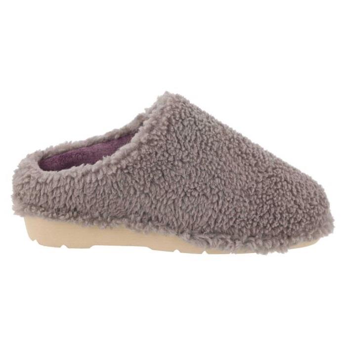 Women's Wide Fit DB Tatum Mule Slippers in Grey Fleece - Image 2