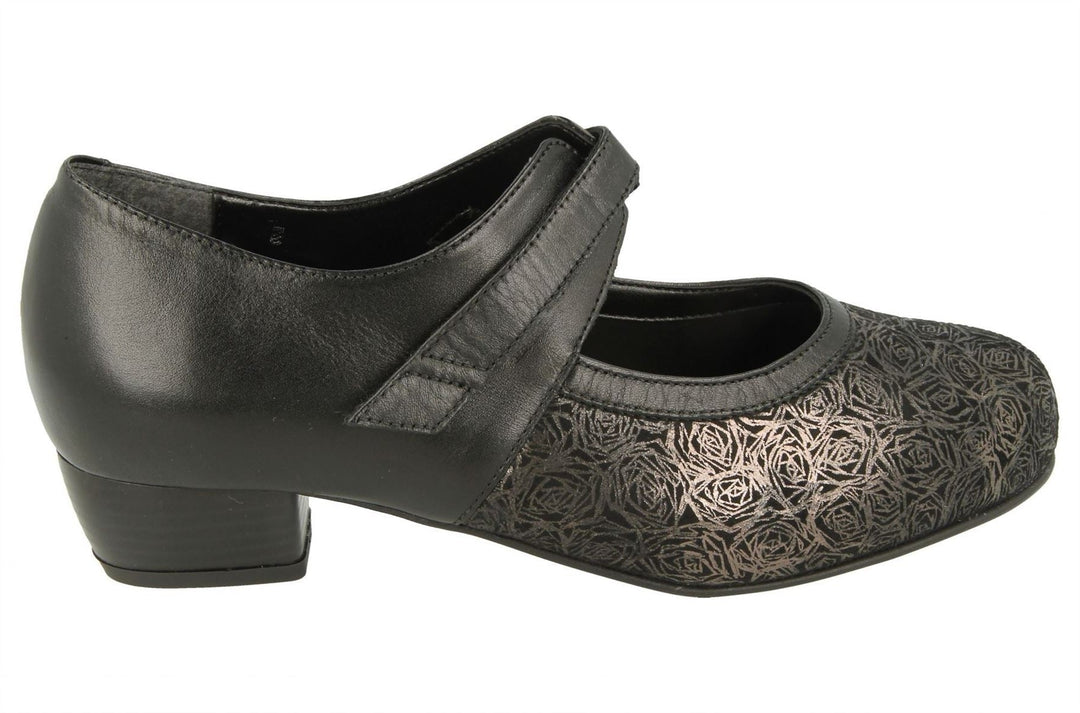 Womens Wide Fit DB Constance Shoes in Black - Image 2