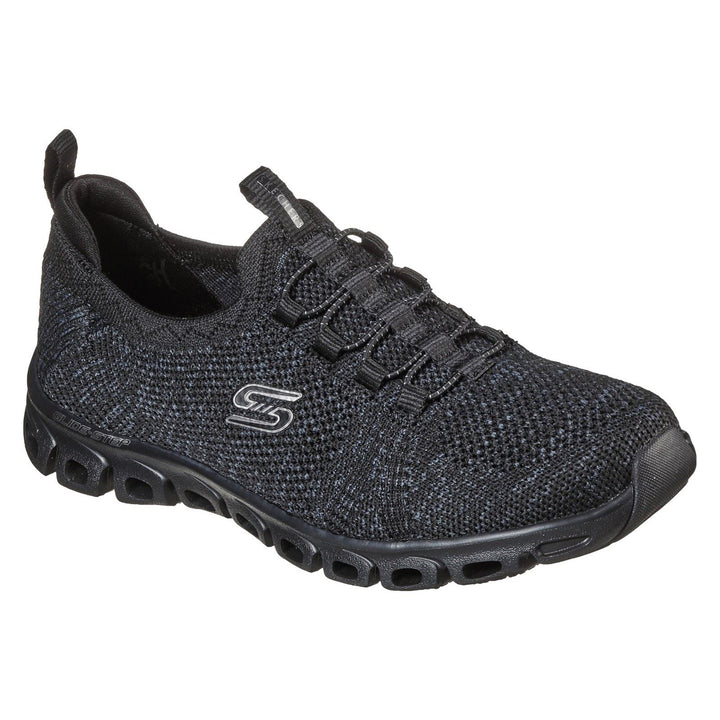 Women's Wide Fit Skechers 104198 Glide Step Grand Flash Trainers - Black in Black - Image 1