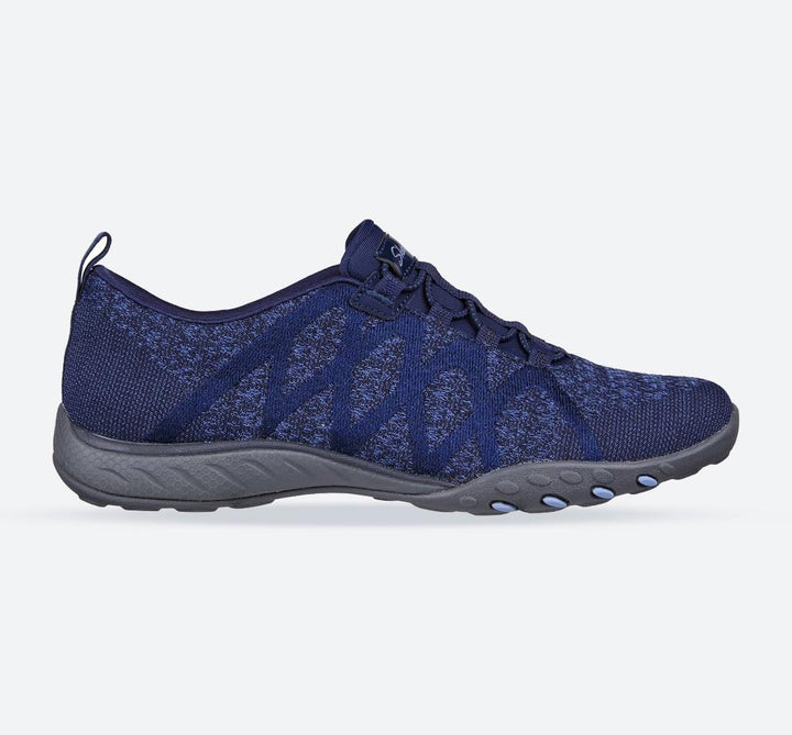 Women's Wide Fit Skechers 100301 Relaxed Fit Breathe Easy Infi Knity Trainers - Navy in Navy - Image 1