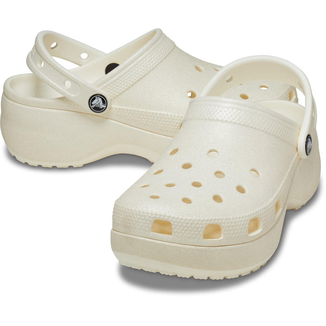 Women's Crocs 207241 Classic Platform Glitter Clog Sandals in Shitake - Image 10