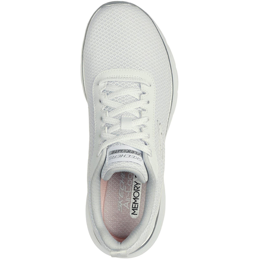 Womens Wide Fit Skechers 150206 Flex Appeal 5.0 Uptake Trainers in White/Silver - Image 10