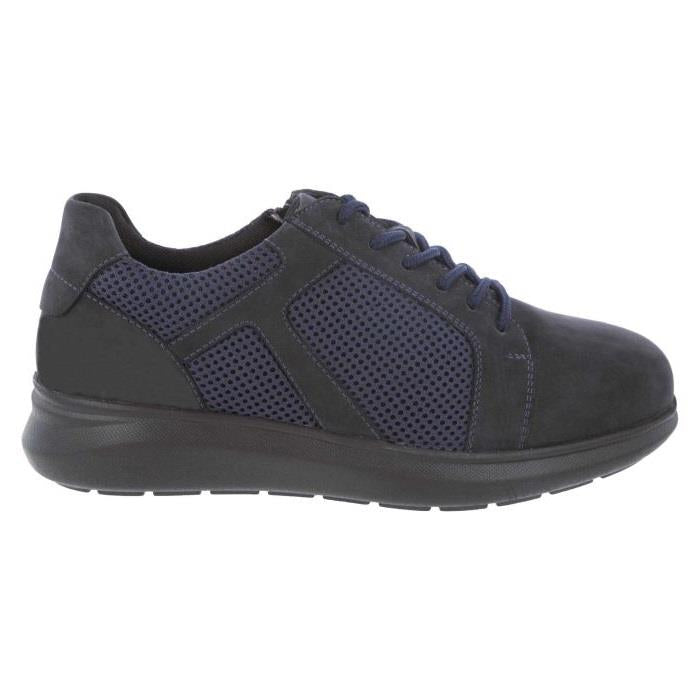 Men's Wide Fit DB Samuel Zip/Lace Up Trainers in Black Leather / Black Mesh - Image 7