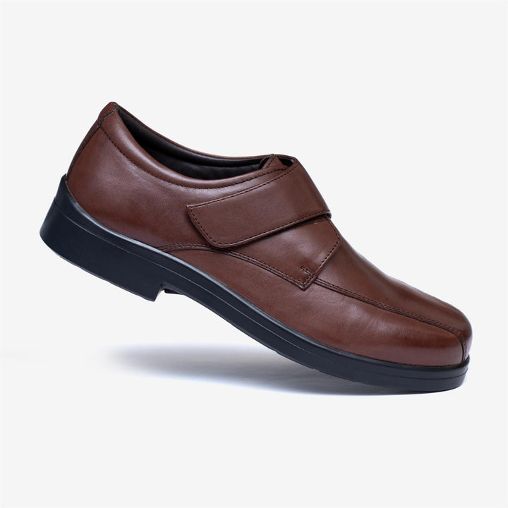 Mens Wide Fit Tredd Well Peter Velcro Shoes - Dark Brown in Dark Brown - Image 1