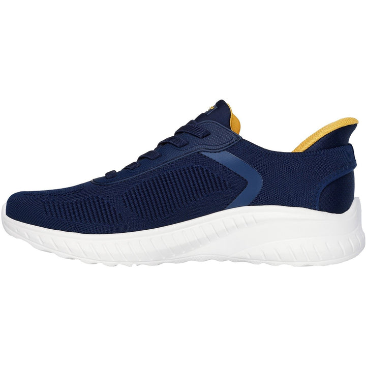 Men's Wide Fit Skechers 118312 Slip-ins Bobs Sport Squad Chaos Solid Step Trainers in Navy - Image 1