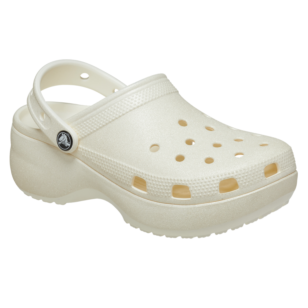 Women's Crocs 207241 Classic Platform Glitter Clog Sandals in Shitake - Image 8