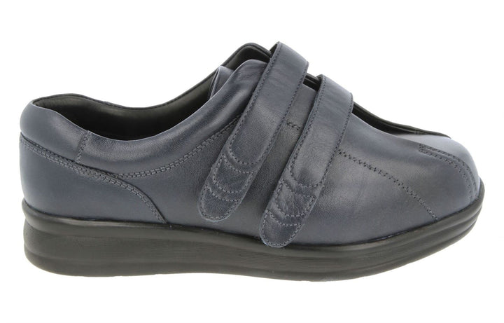 Womens Wide Fit DB Serena Shoes in Black Leather - Image 1