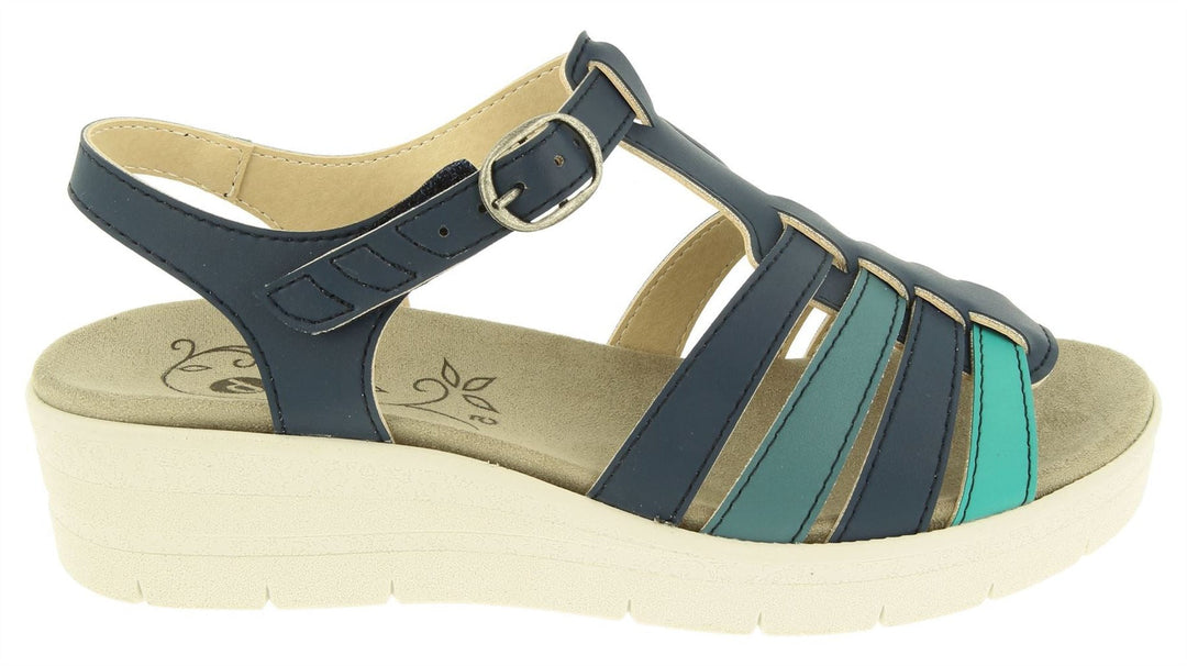 Womens Wide Fit DB Pochard Sandals in Red Multi Synthetic - Image 7