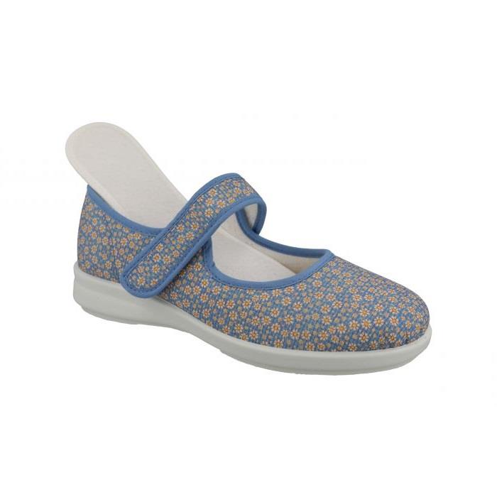 Women's Wide Fit DB Penguin Canvas Shoes in Beige Daisy Print - Image 1