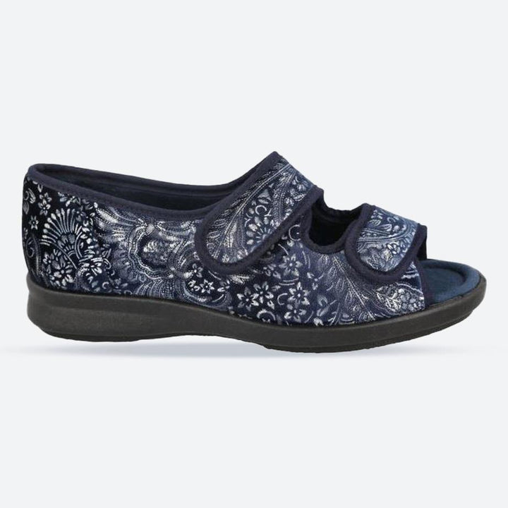 Women's Wide Fit DB Hoe Slippers in Navy Textile - Image 1