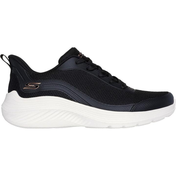 Women's Wide Fit Skechers 117483 Bobs Sport Squad Waves Still Wading Trainers in Black - Image 1