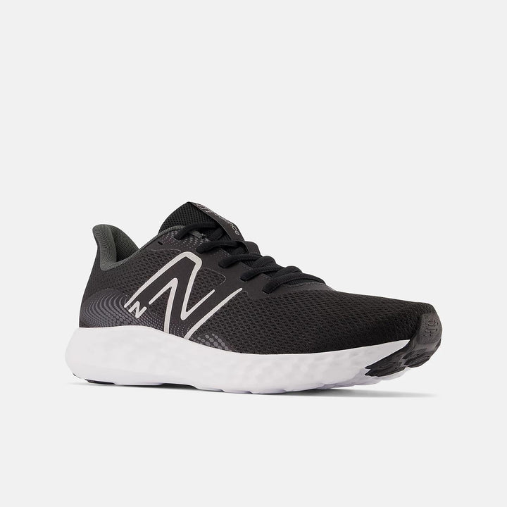 Women's Wide Fit New Balance M411LB3 Walking and Running Trainers - Black/White in Black/White - Image 1