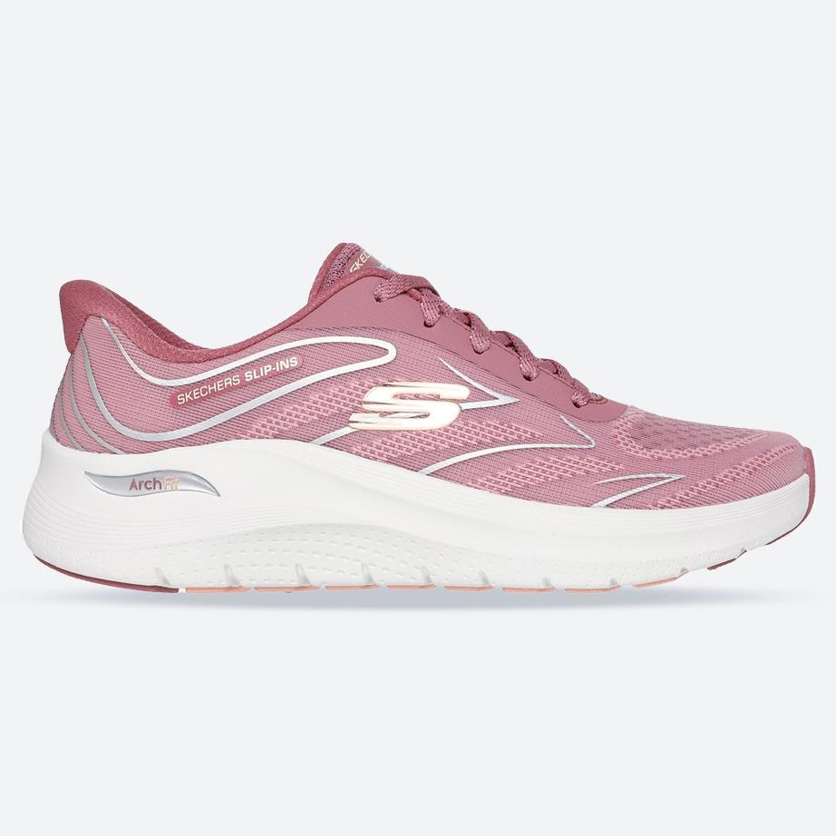 Women's Wide Fit Skechers 150328 Slip-ins Arch Fit 2.0 Sleek Stride Trainers in Dark Mauve - Image 1