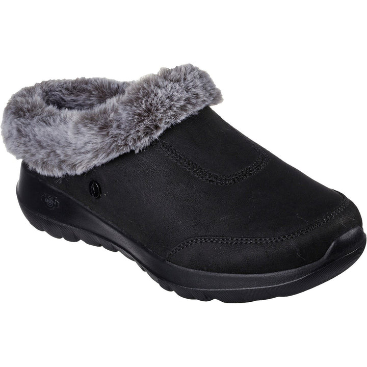 Women's Wide Fit Skechers 175254 Go Lounge On The Go Joy Gratify Shoes in Black/Grey - Image 1