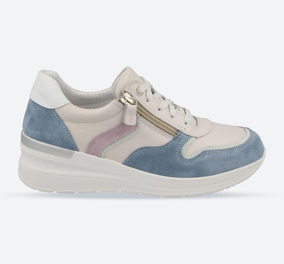 Women's Wide Fit DB Bat Trainers in White Multi - Image 1