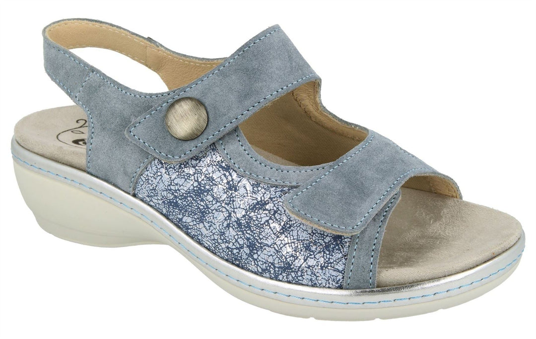 Womens Wide Fit DB Watford Sandals in Sky Blue Nubuck - Image 3