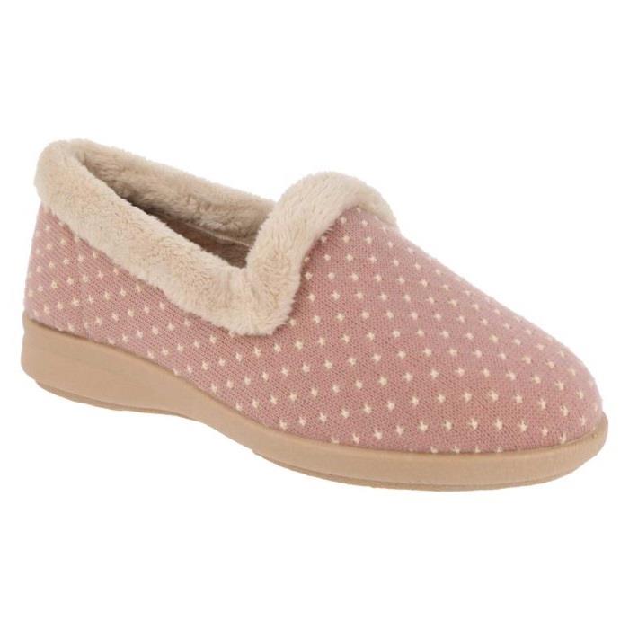 Women's Wide Fit DB Clover Slippers in Rose Star Stitched / Textile - Image 1