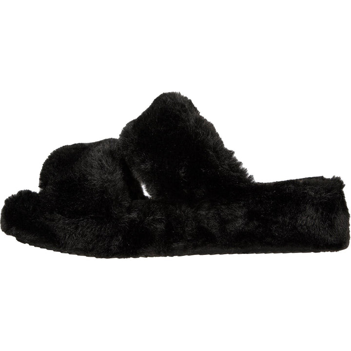 Women's Wide Fit Skechers 167238 Cozy Wedge Slippers in Black - Image 1