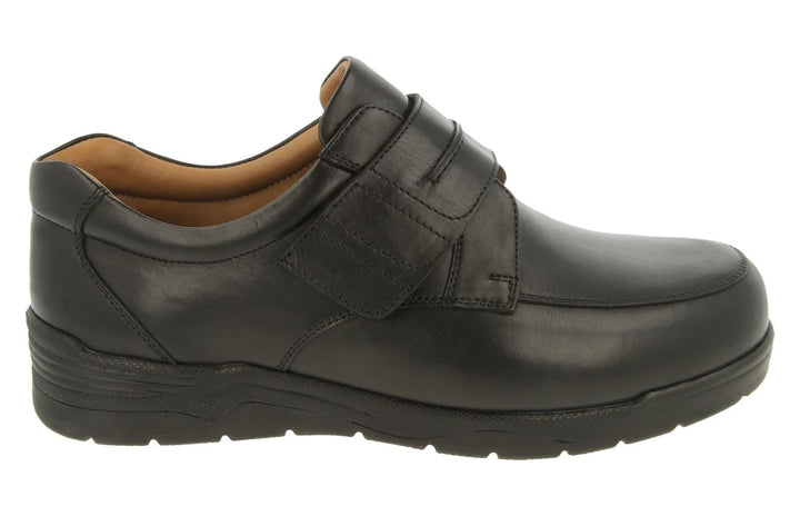 Mens Wide Fit DB Donald Shoes in Black Leather - Image 1