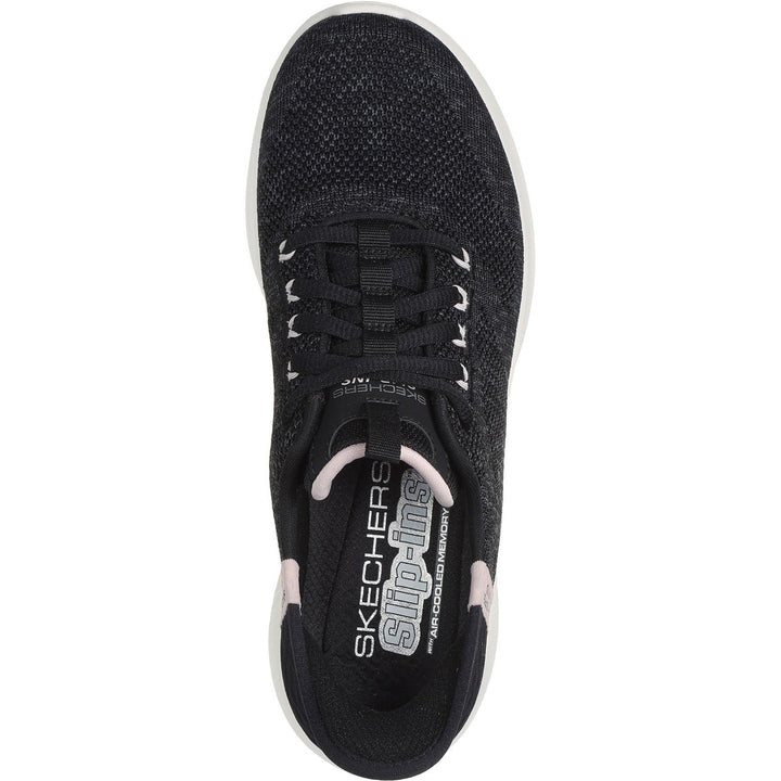 Women's Wide Fit Skechers 150178 Slip-ins Ultra Flex 3.0 Easy Step Trainers in Black/Pink - Image 1
