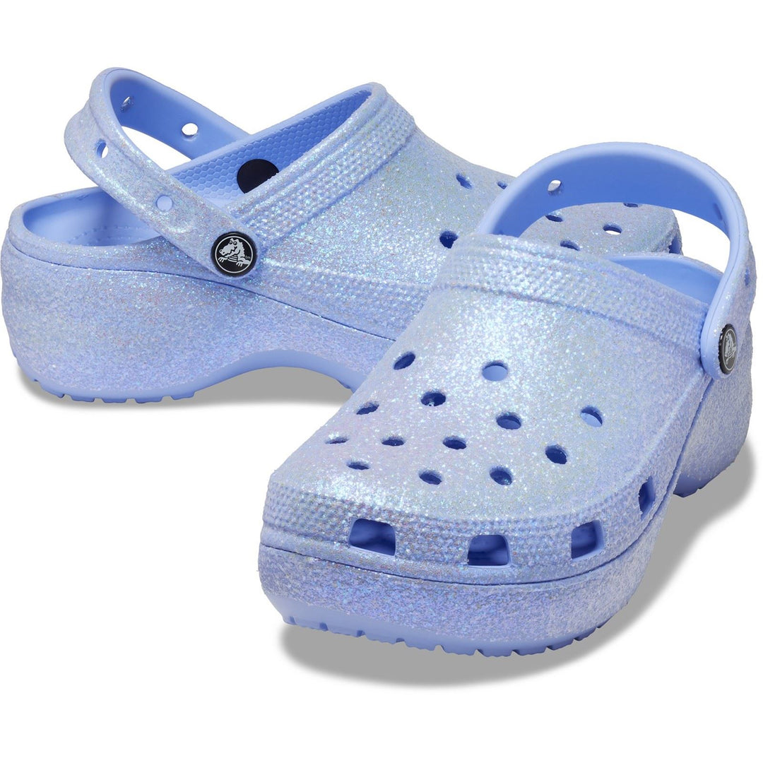Women's Crocs 207241 Classic Platform Glitter Clog Sandals in Shitake - Image 7