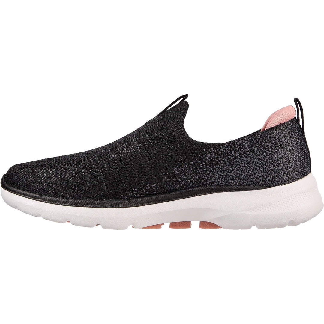 Women's Wide Fit Skechers 124502 Go Walk 6 Glimmering Trainers - Black/Pink in Black/Pink - Image 5