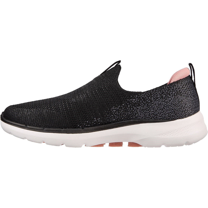 Women's Wide Fit Skechers 124502 Go Walk 6 Glimmering Trainers - Black/Pink in Black/Pink - Image 1