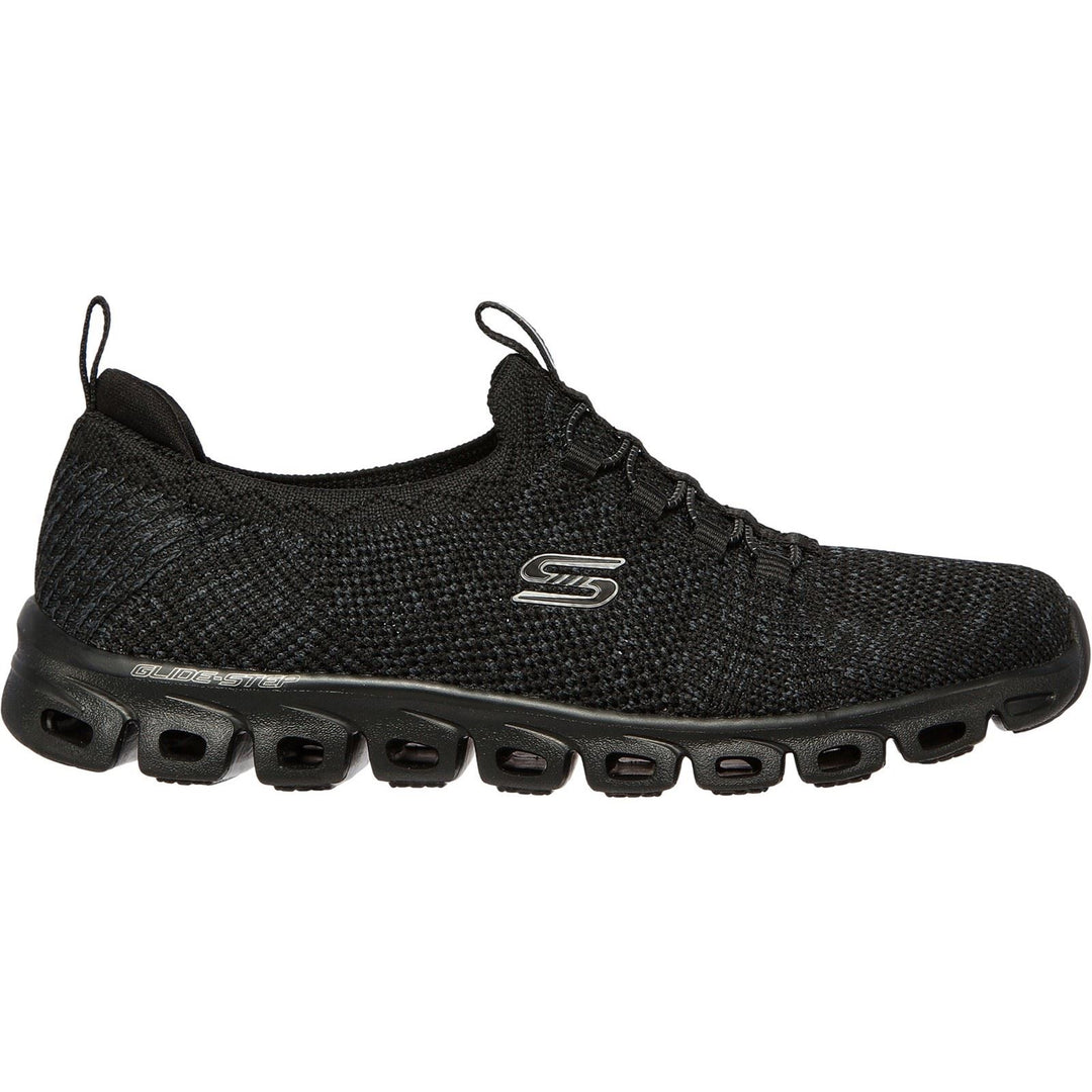 Women's Wide Fit Skechers 104198 Glide Step Grand Flash Trainers - Black in Black - Image 2