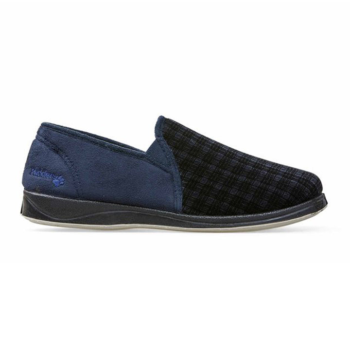 Mens Wide Fit Padders Albert Slip On Slippers in Navy - Image 1
