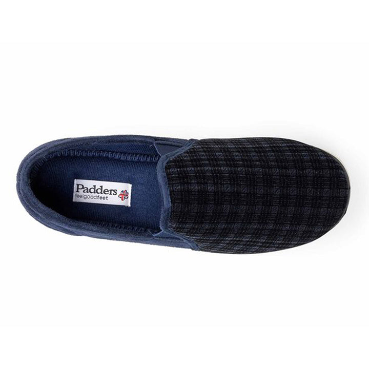 Mens Wide Fit Padders Albert Slip On Slippers in Navy - Image 1