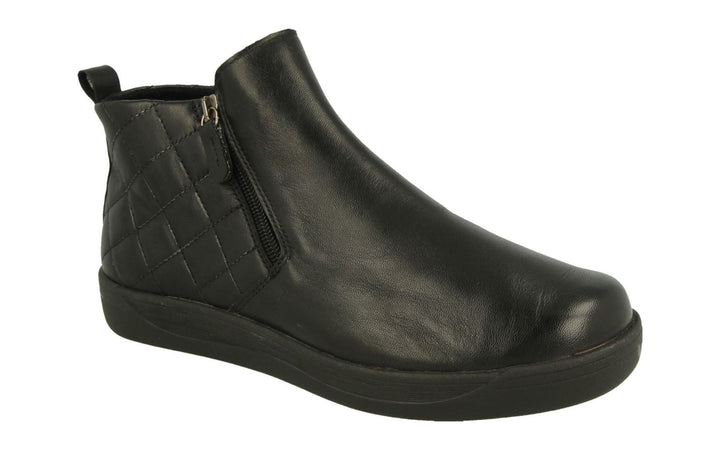 Womens Wide Fit DB Unite Boots in Black Leather - Image 1