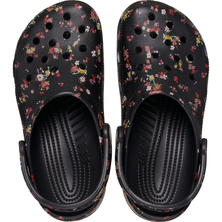 Women's Crocs 210397 Classic Graphic Clog Sandals in Black - Image 1