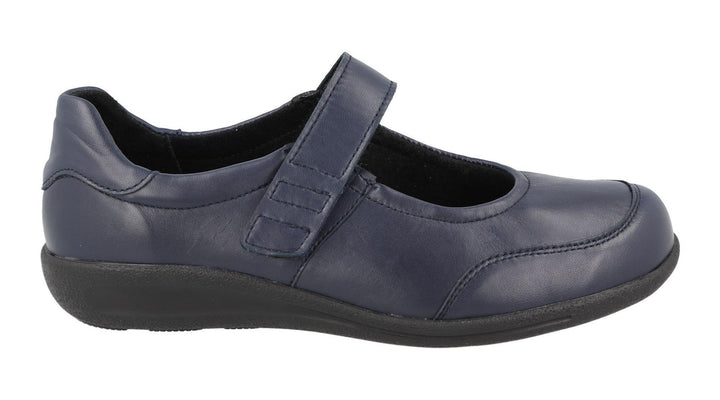 Women's Wide Fit DB Redpoll Shoes in Black Stretch Leather - Image 1