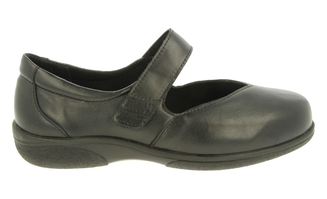 Womens Wide Fit DB Gull Shoes in Black - Image 2