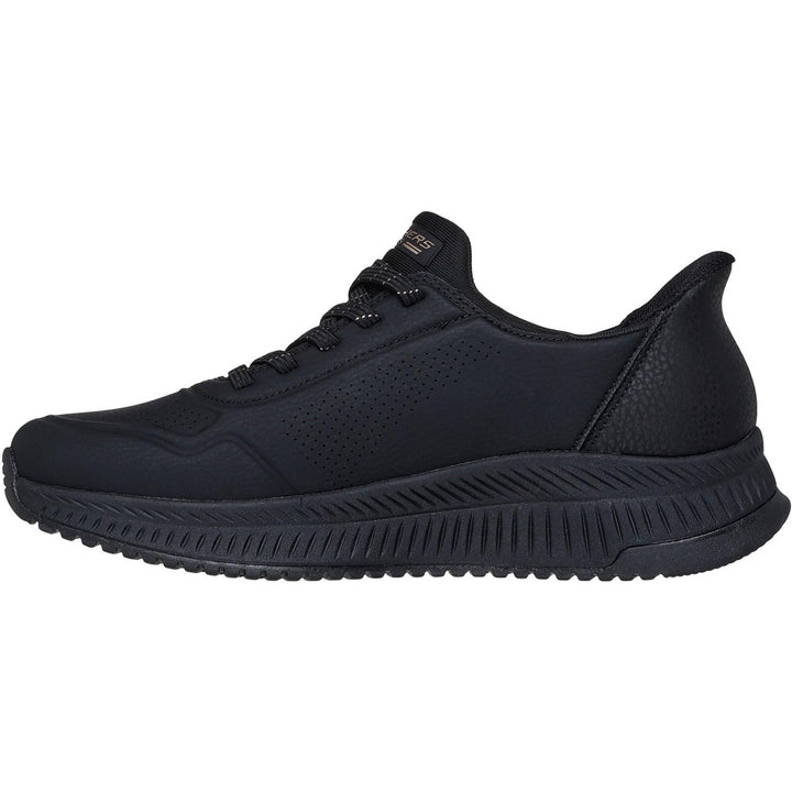 Women's Wide Fit Skechers 117740 Slip-ins Bobs Squad 4 Key Look Trainers in Black - Image 1