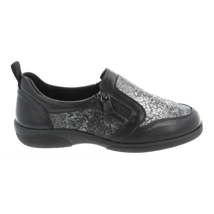 Women's Wide Fit DB Manx Shoes in Black Lea / Stretch - Image 1