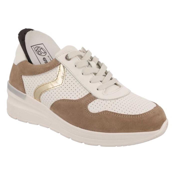 Women's Wide Fit DB Speedwell Trainers in White Leather / Black Suede - Image 1