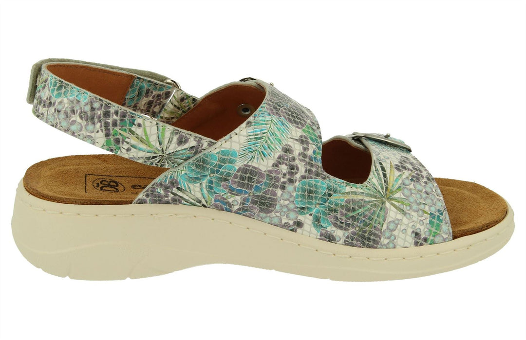 Womens Wide Fit DB Scarlett Sandals in Aqua Blue Leather - Image 4
