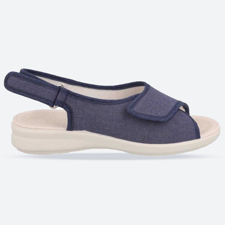 Women's Wide Fit DB Lobelia Sandals in Denim Blue Canvas - Image 1