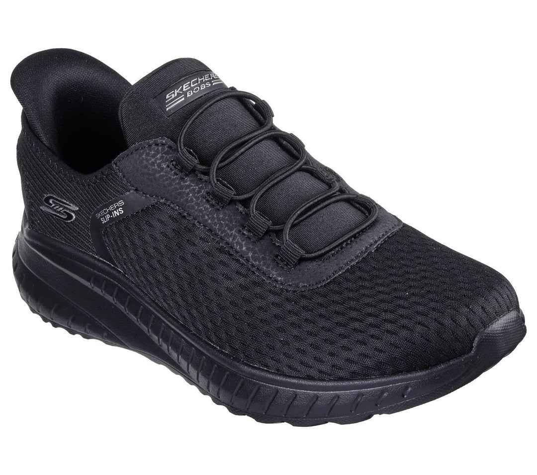 Women's Wide Fit Skechers 117504 Slip-ins Bobs Sport Squad Chaos In Color Trainers in Black - Image 4