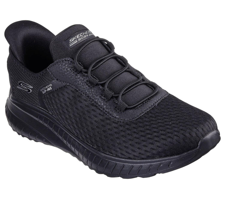 Women's Wide Fit Skechers 117504 Slip-ins Bobs Sport Squad Chaos In Color Trainers in Black - Image 1