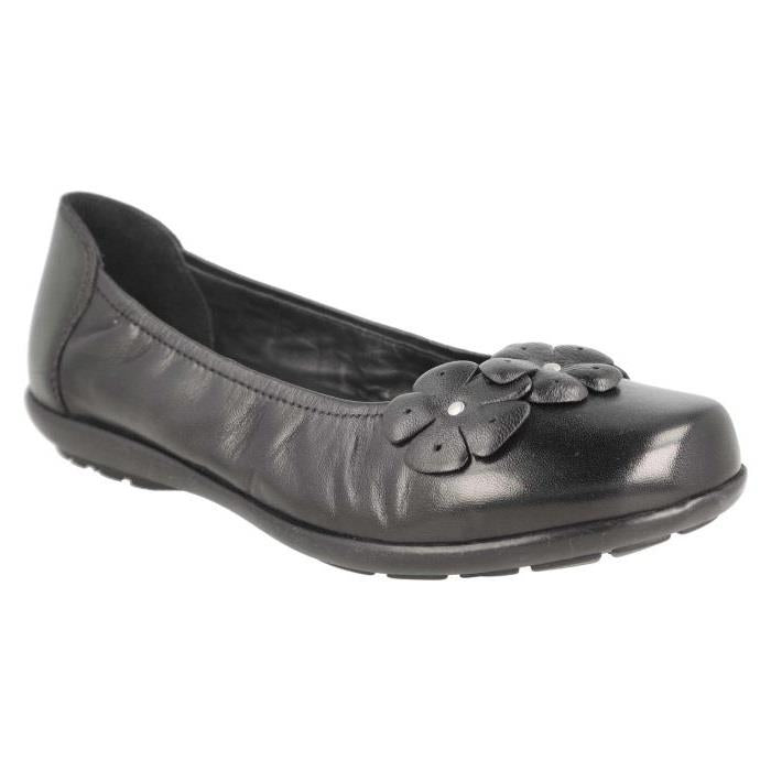 Women's Wide Fit DB Imani Ballet Pumps in Black Leather - Image 1