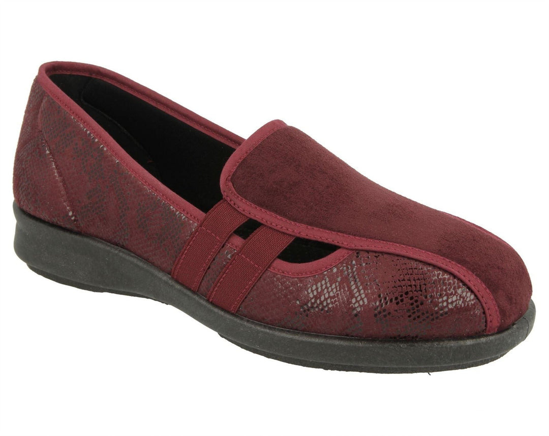 Womens Wide Fit DB Peterborough Shoes in Navy Suedette / Stretch - Image 13