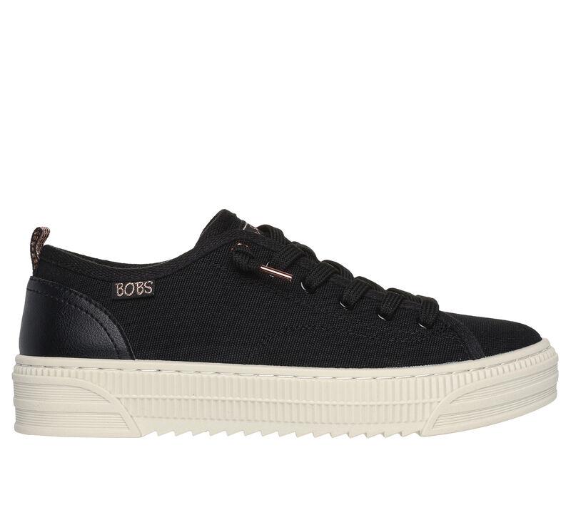 Women's Wide Fit Skechers Bobs Copa 114640 Canvas Shoes in Black - Image 2