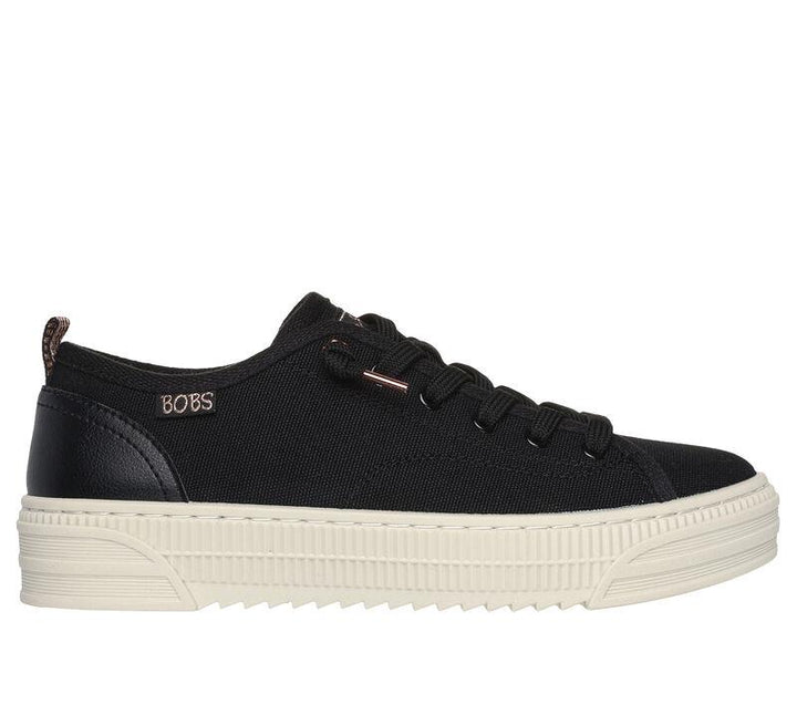 Women's Wide Fit Skechers Bobs Copa 114640 Canvas Shoes in Black - Image 1